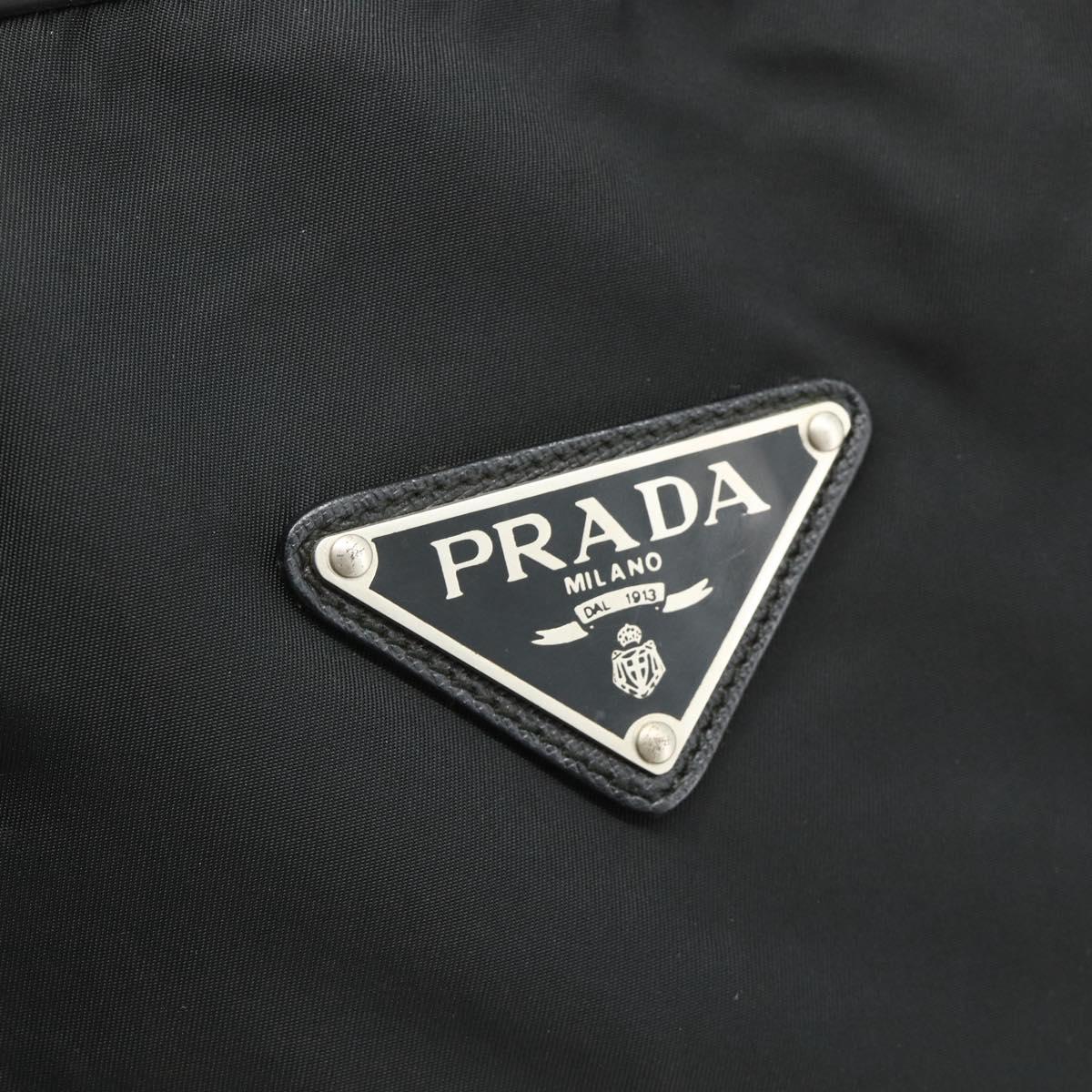 PRADA Boston Bag Nylon Black Silver Auth ka4221A