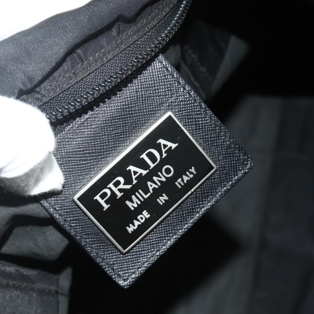 PRADA Boston Bag Nylon Black Silver Auth ka4221A