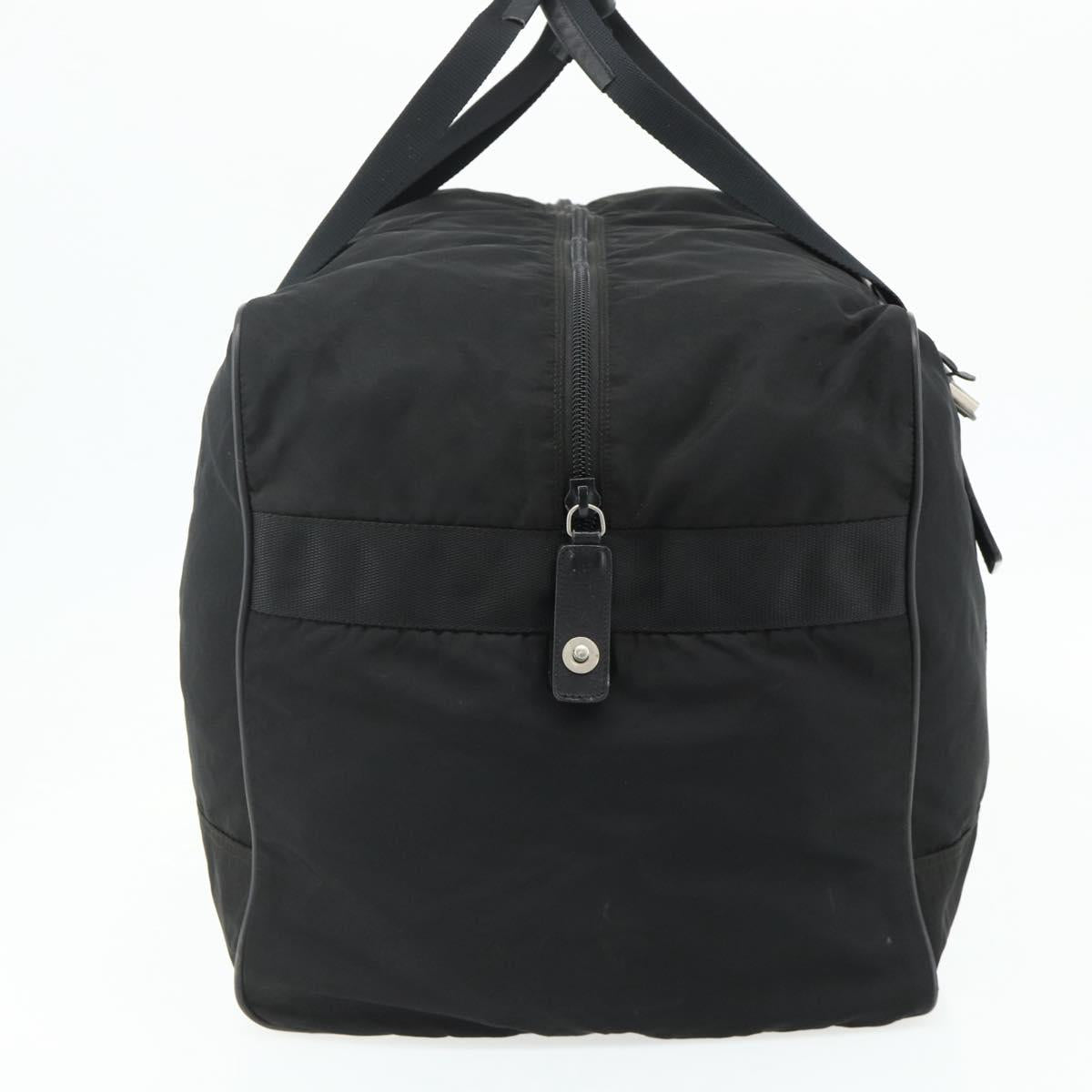 PRADA Boston Bag Nylon Black Silver Auth ka4221A