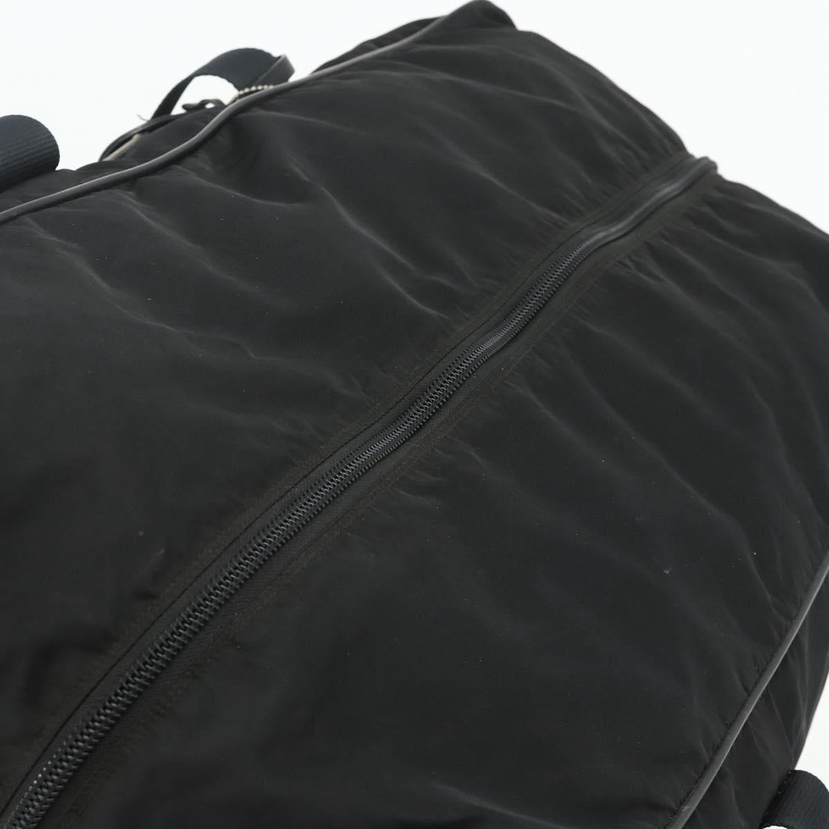 PRADA Boston Bag Nylon Black Silver Auth ka4221A