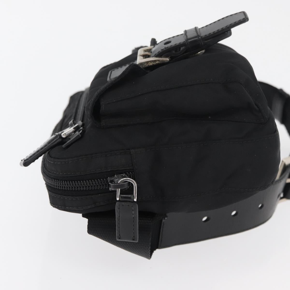 PRADA Body Bag Nylon Black Silver Auth ka4222A