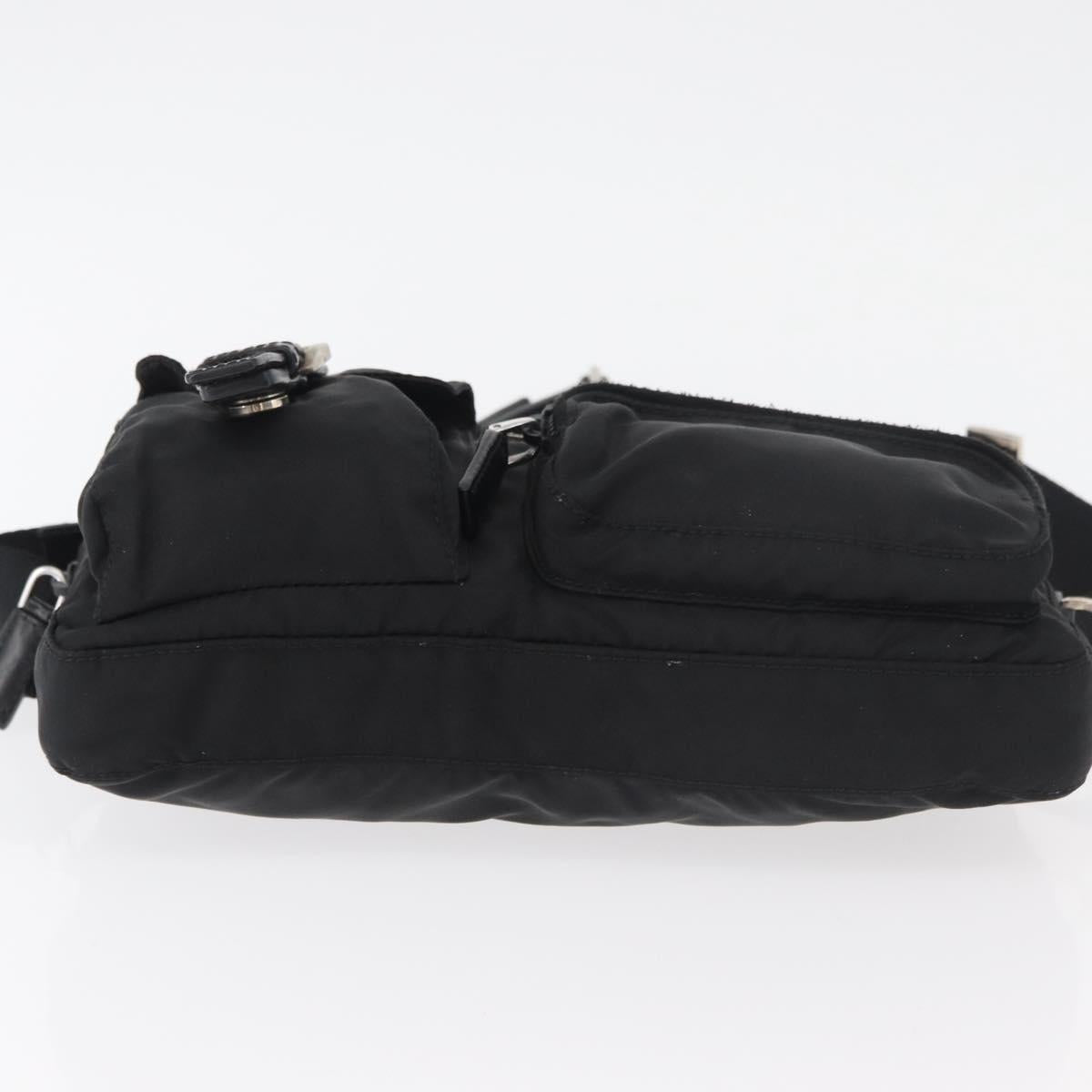 PRADA Body Bag Nylon Black Silver Auth ka4222A