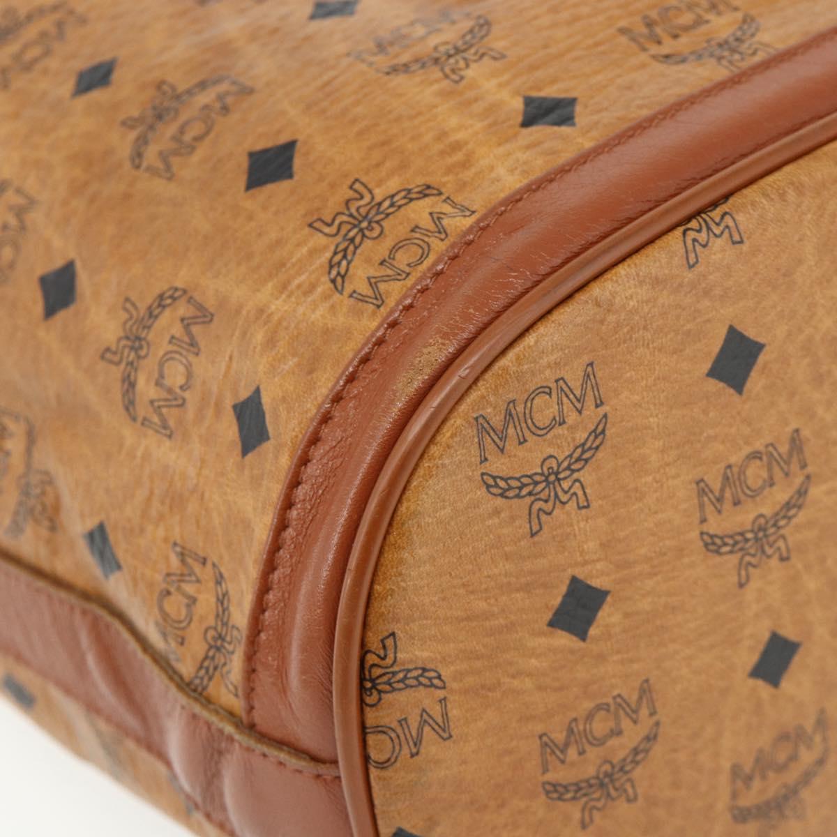 MCM Vicetos Logogram Drawstring Bag Bag PVC Leather Brown Gold Auth ka4224A
