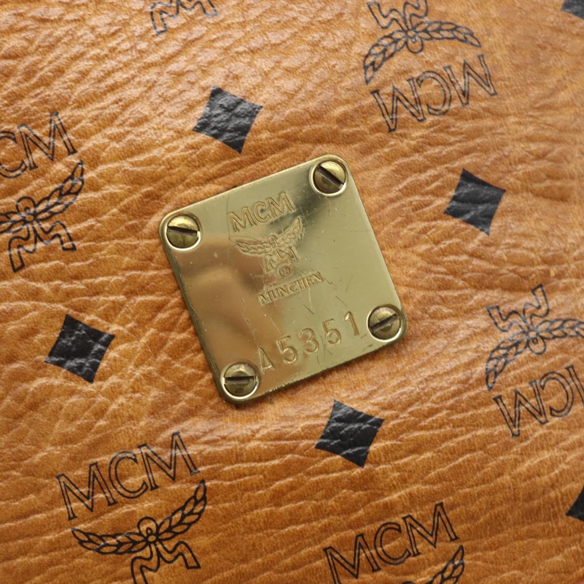 MCM Vicetos Logogram Drawstring Bag Bag PVC Leather Brown Gold Auth ka4224A