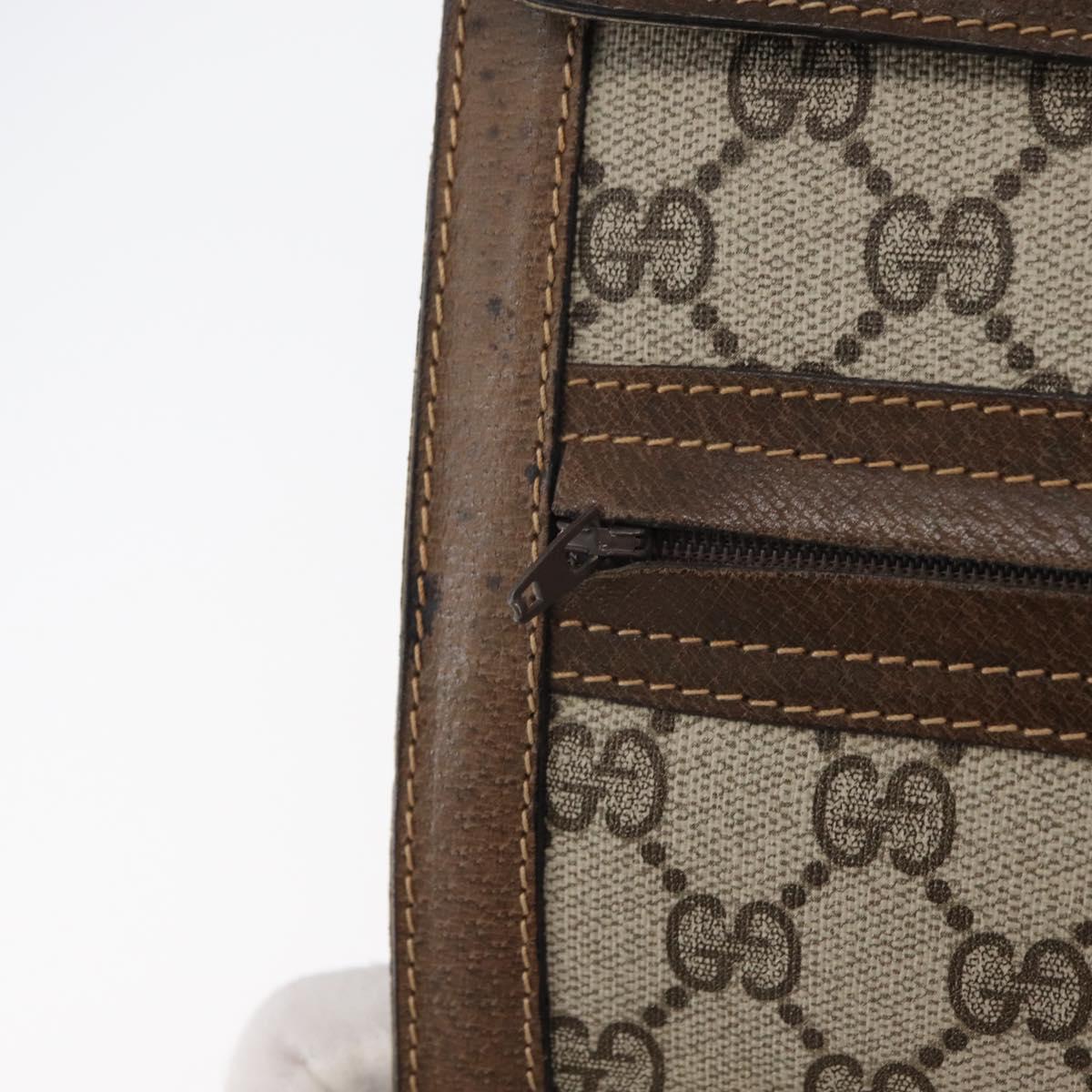 GUCCI GG Supreme Web Sherry Line Shoulder Bag PVC Beige Gold Red Auth ka4225