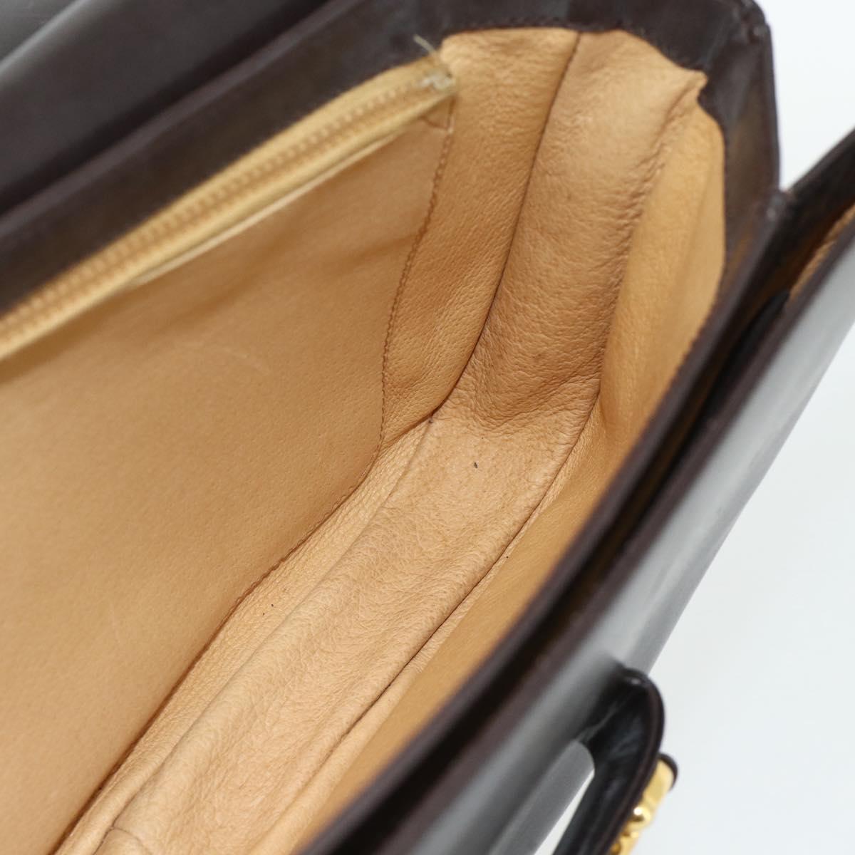 GUCCI Shoulder Bag Leather Brown Gold Auth ka4228A