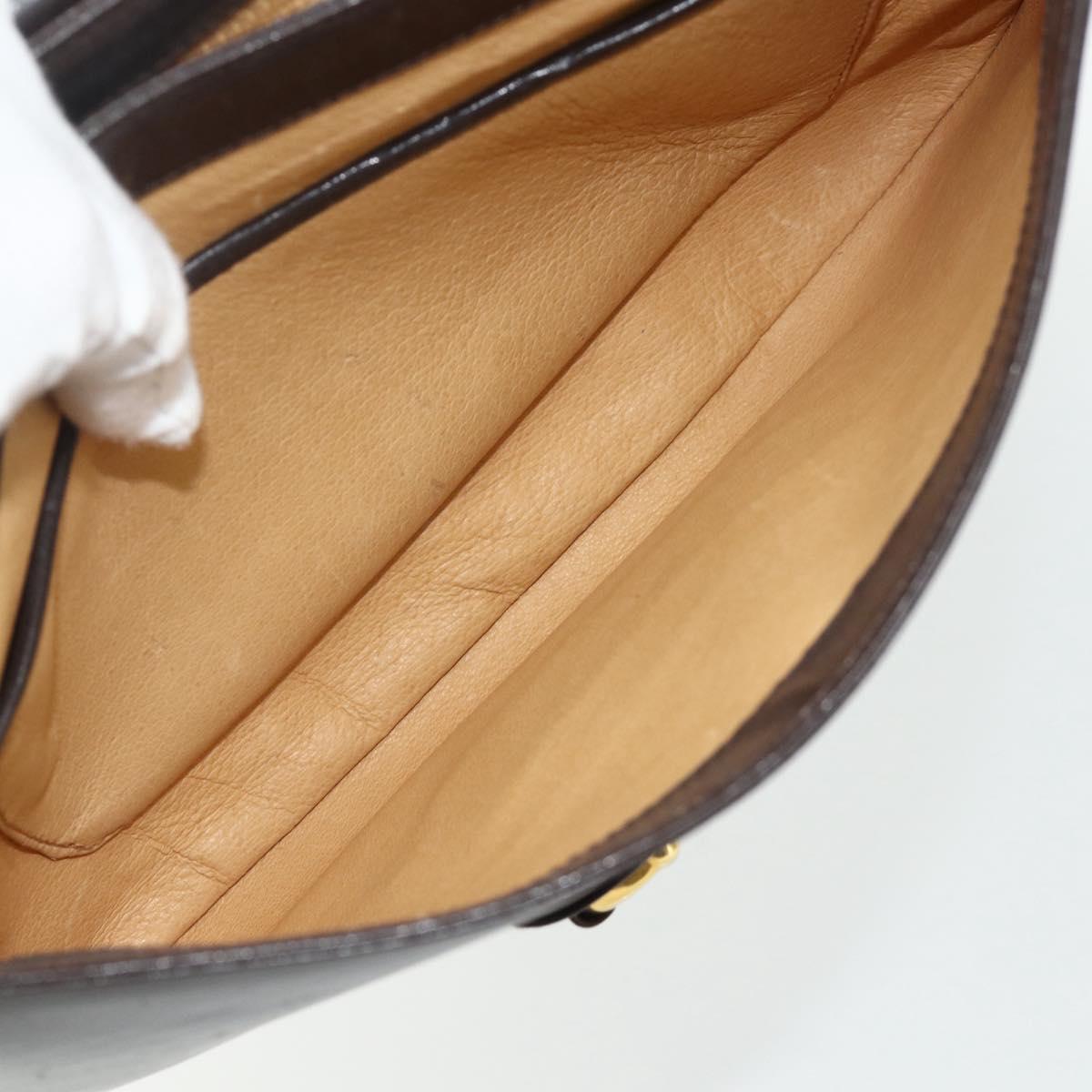 GUCCI Shoulder Bag Leather Brown Gold Auth ka4228A