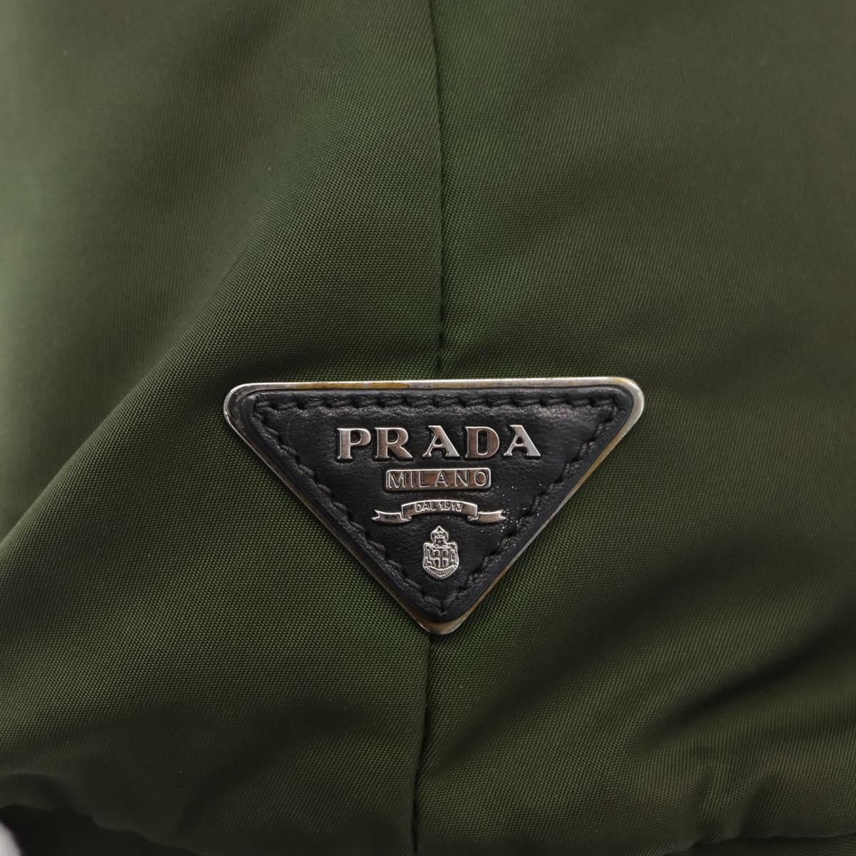 PRADA Hand Bag Nylon 2way Green Silver black Auth ka4229A