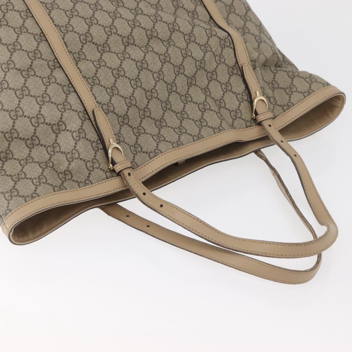 GUCCI GG Supreme Tote Bag PVC Beige Gold 309613 Auth ka4230