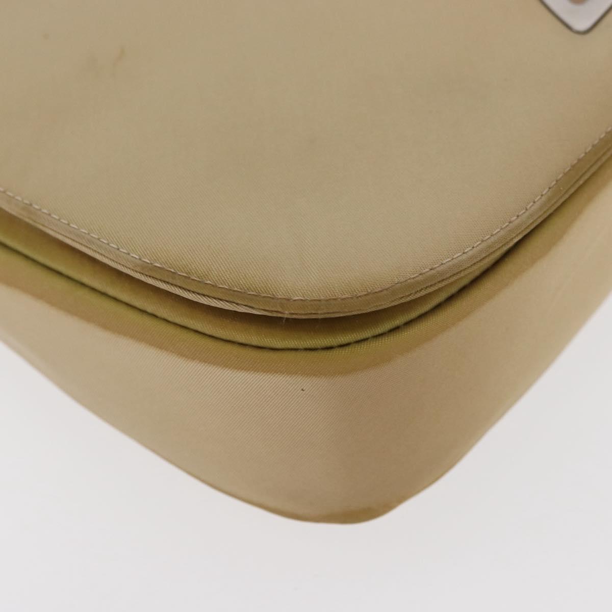 Christian Dior Maris Pearl Shoulder Bag Nylon Beige Silver Auth ka4231A