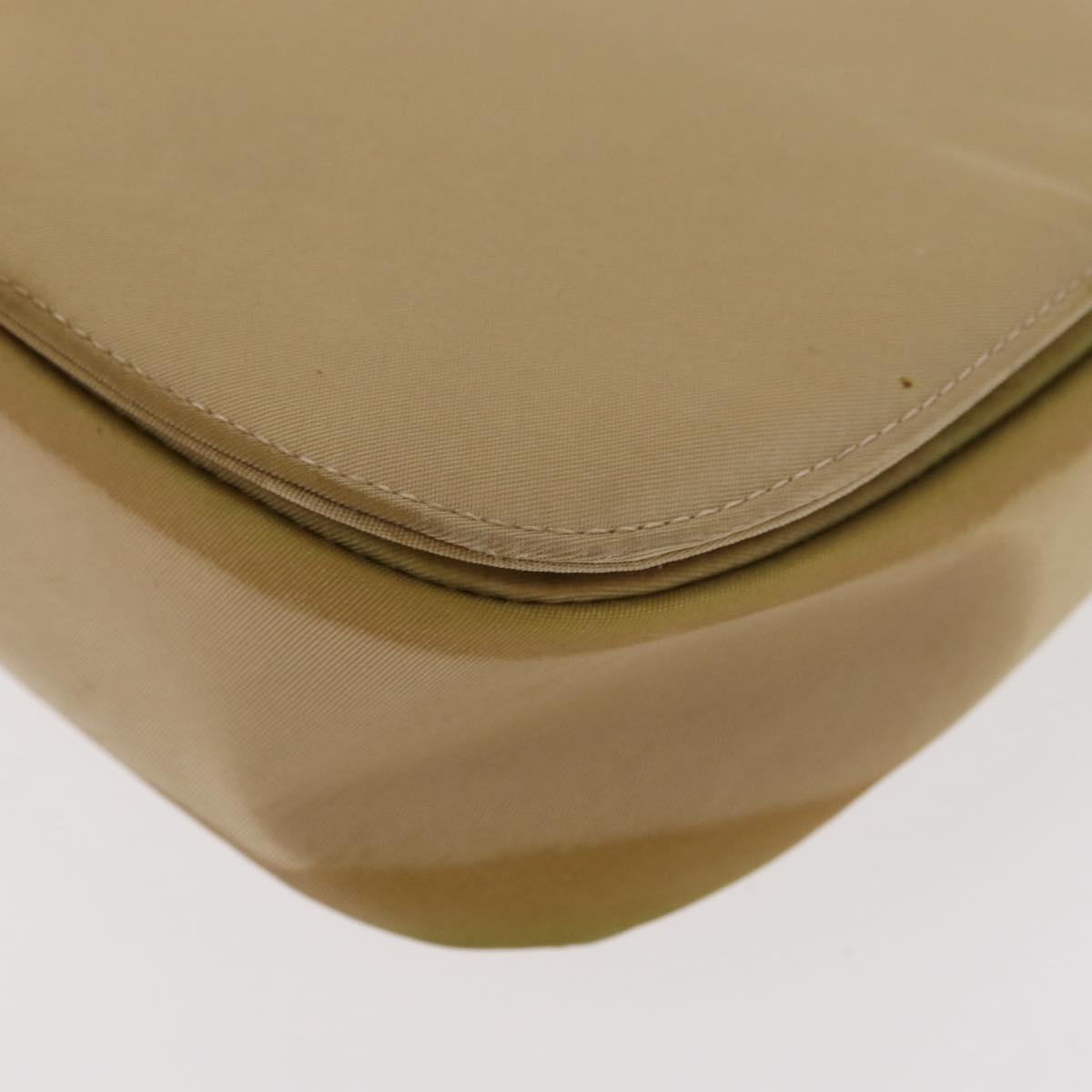 Christian Dior Maris Pearl Shoulder Bag Nylon Beige Silver Auth ka4231A