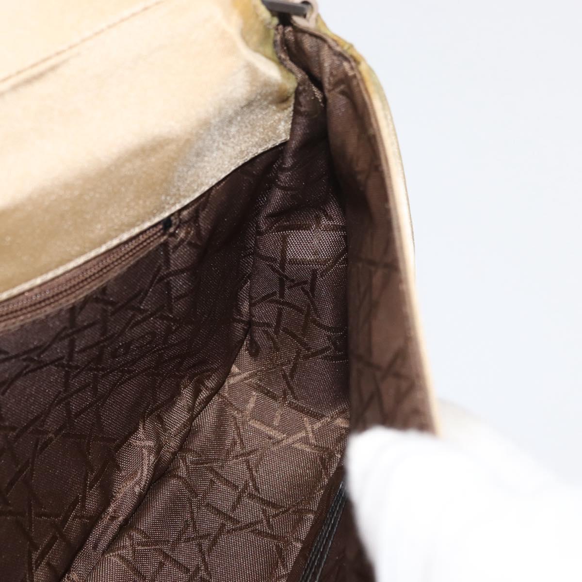Christian Dior Maris Pearl Shoulder Bag Nylon Beige Silver Auth ka4231A