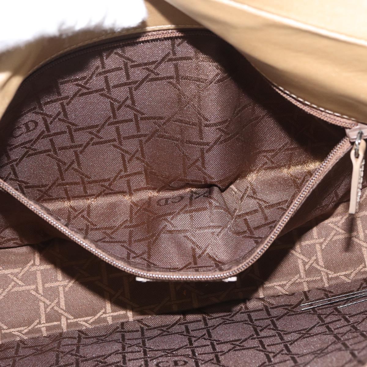 Christian Dior Maris Pearl Shoulder Bag Nylon Beige Silver Auth ka4231A