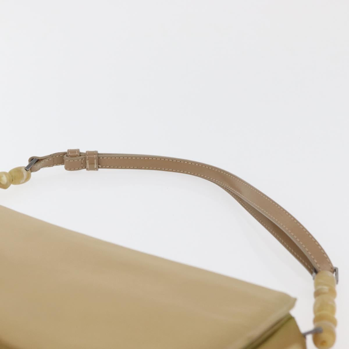 Christian Dior Maris Pearl Shoulder Bag Nylon Beige Silver Auth ka4231A