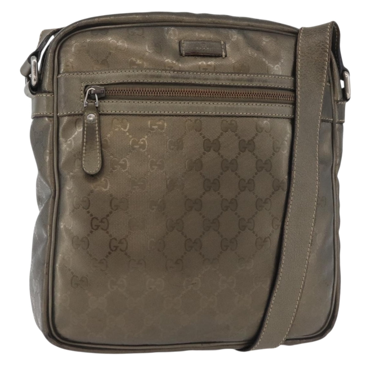 GUCCI GG Implementation Shoulder Bag PVC Bronze Silver 201448 Auth ka4233
