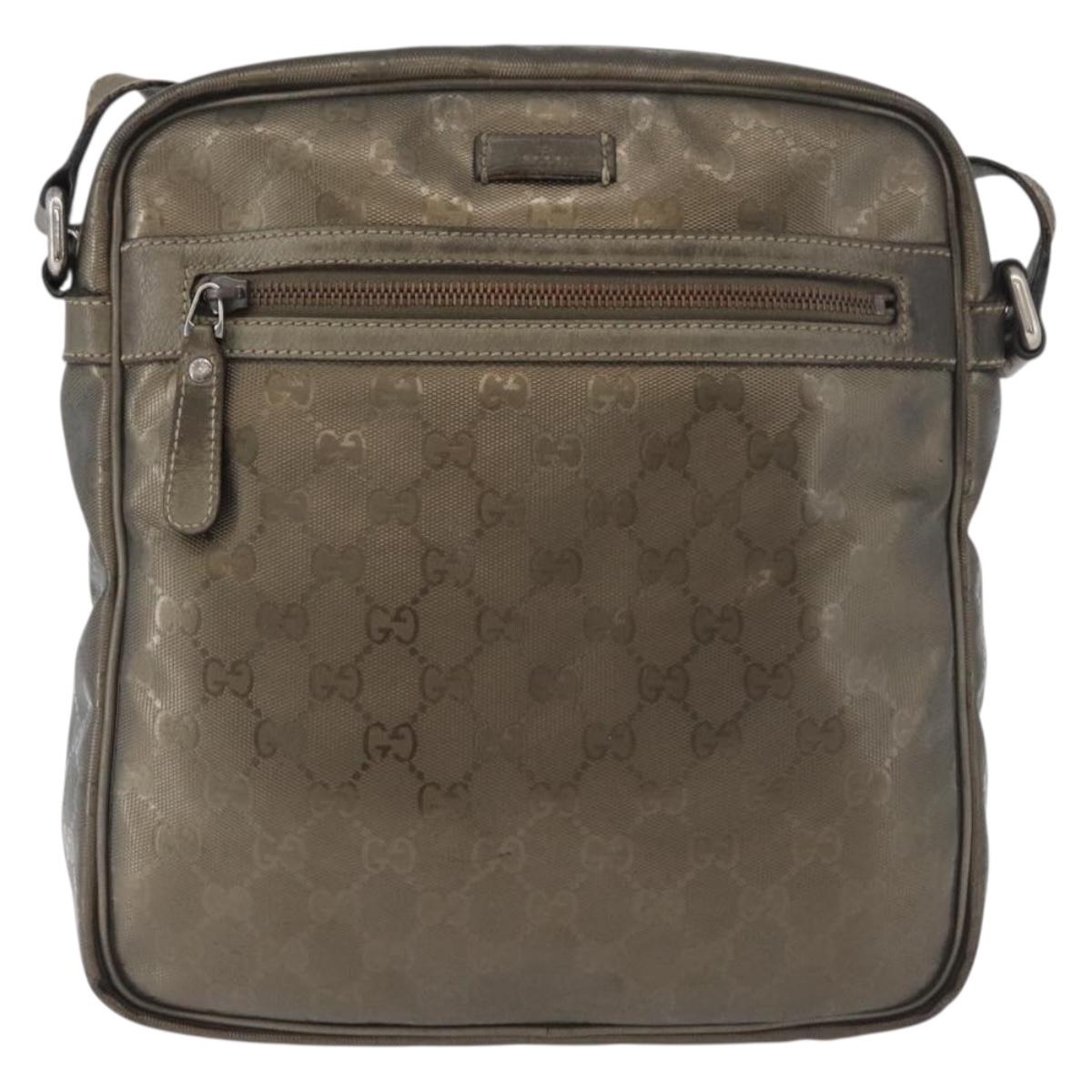 GUCCI GG Implementation Shoulder Bag PVC Bronze Silver 201448 Auth ka4233