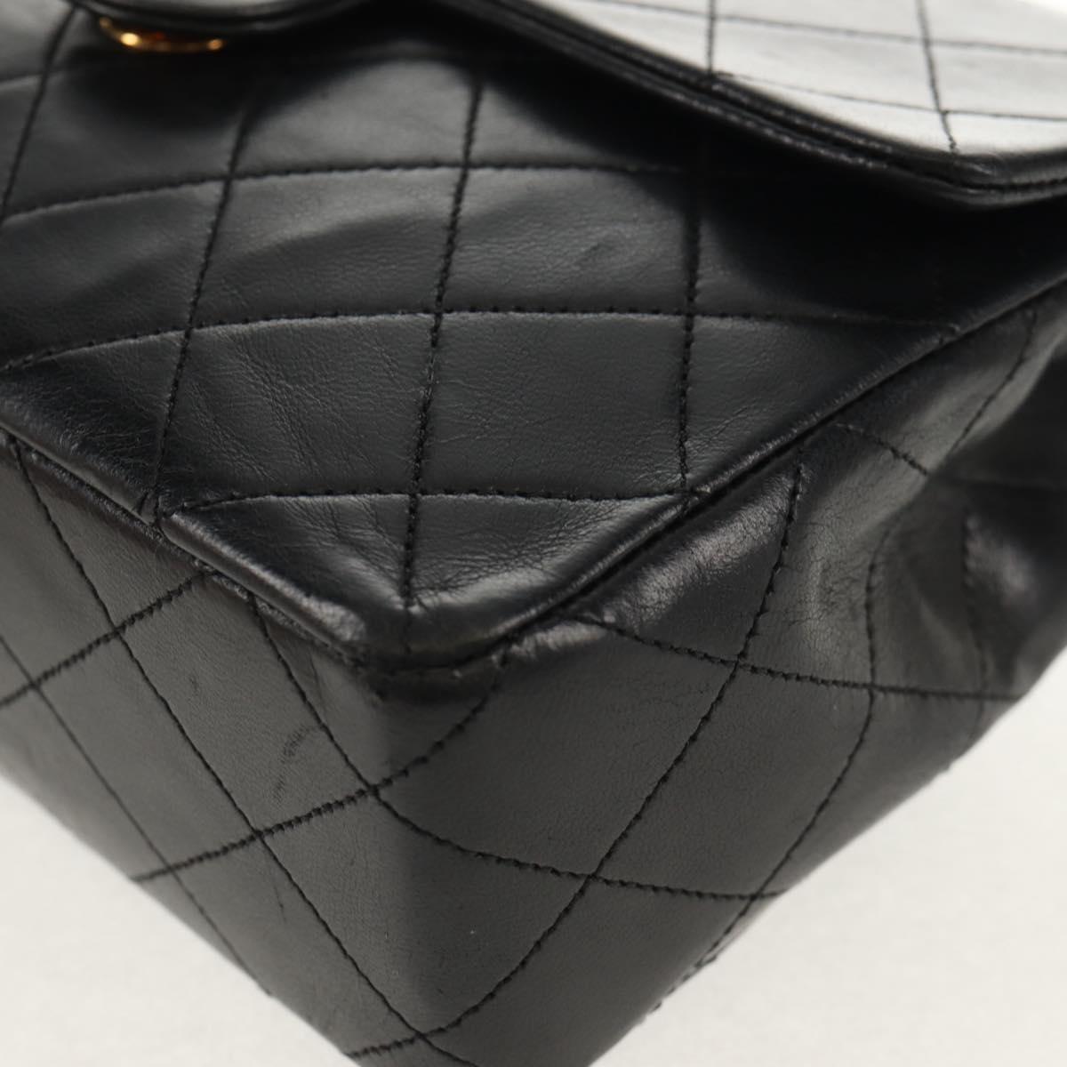 CHANEL Matelasse 20 Chain Shoulder Bag Lamb Skin Black Gold CC Auth ka423V
