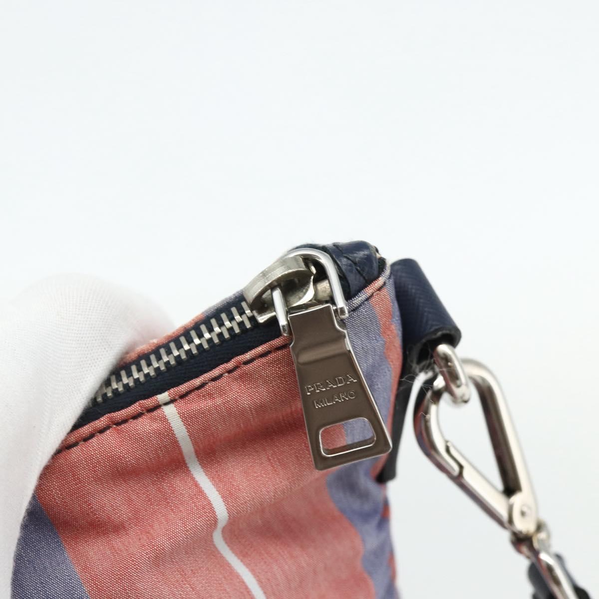 PRADA Hand Bag Canvas Leather 2way Multicolor Silver Auth ka4243
