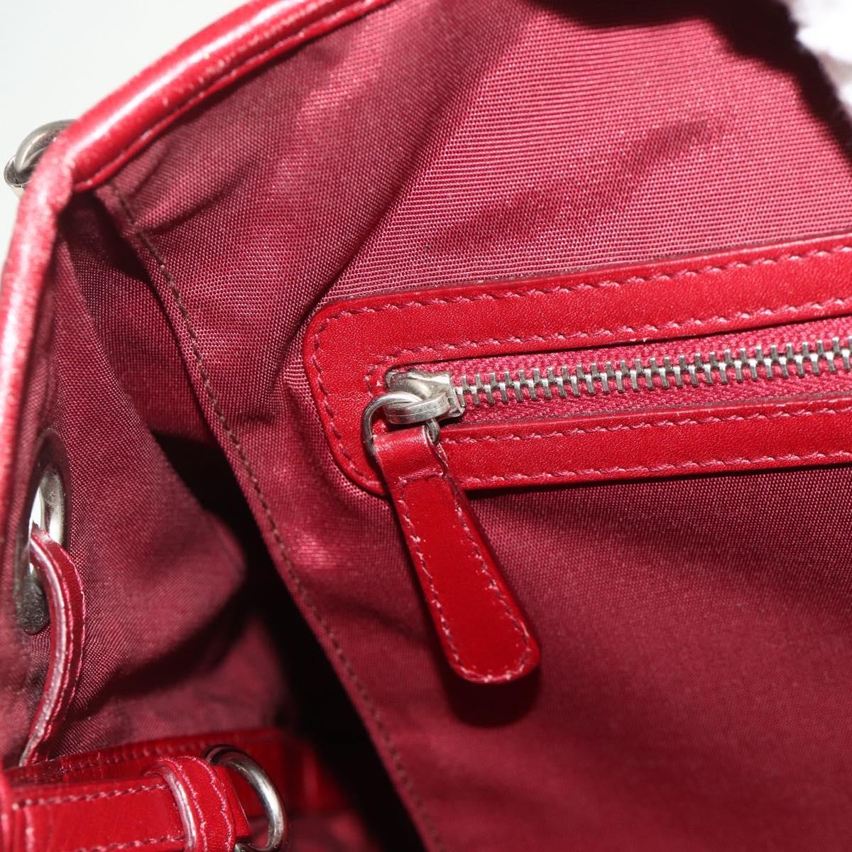 Christian Dior Canage Tote Bag Coated Canvas Red Silver Auth ka4249