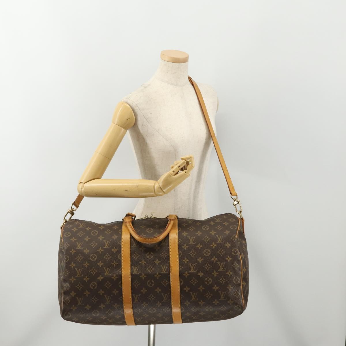 LOUIS VUITTON Monogram Keepall Bandouliere 50 Boston Bag M41416 LV Auth ka4258