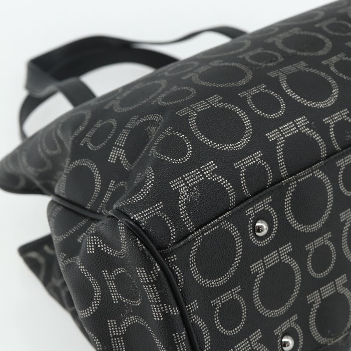 Salvatore Ferragamo Gancini Tote Bag Leather Black Silver Auth ka4260