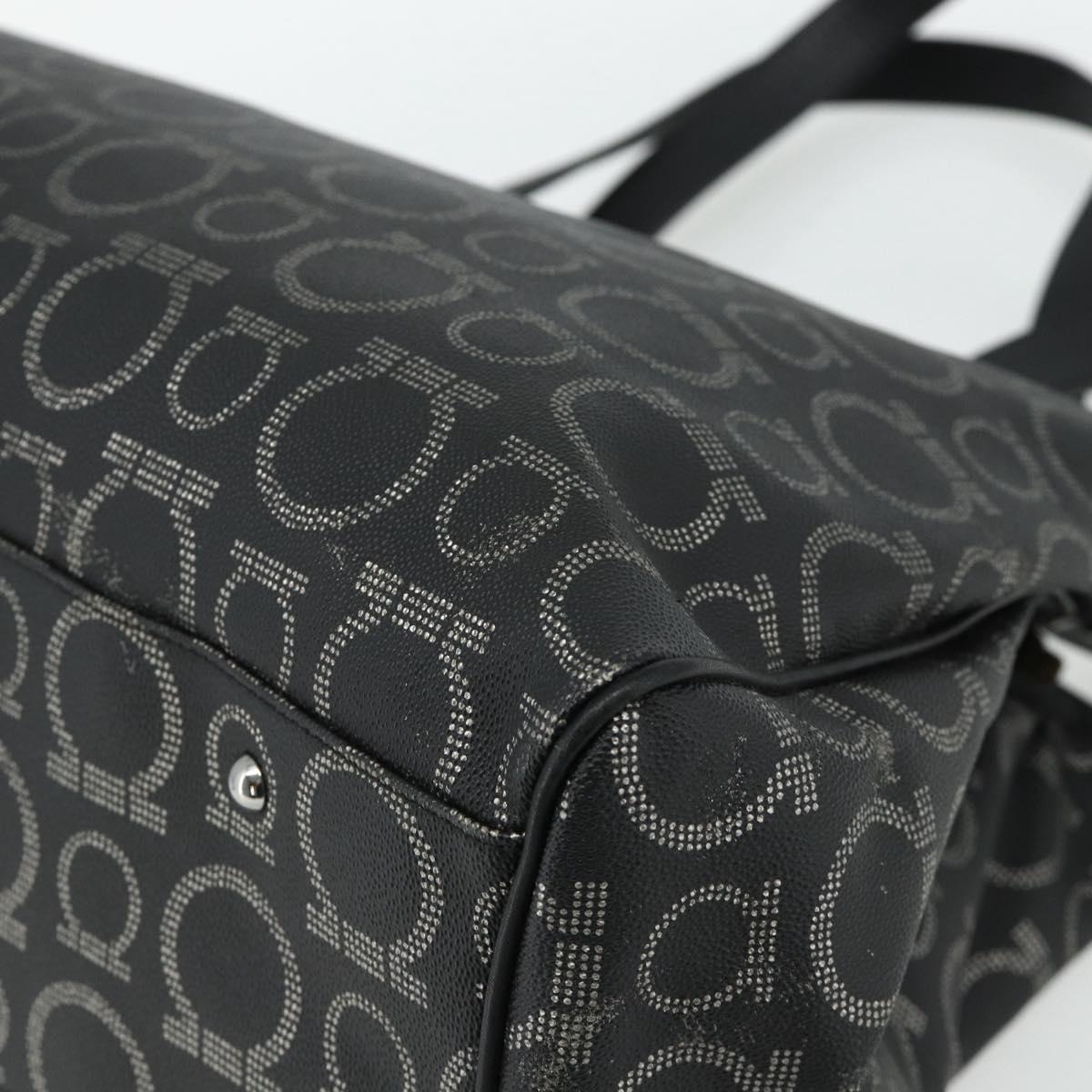 Salvatore Ferragamo Gancini Tote Bag Leather Black Silver Auth ka4260