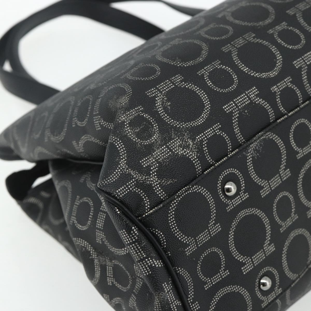 Salvatore Ferragamo Gancini Tote Bag Leather Black Silver Auth ka4260