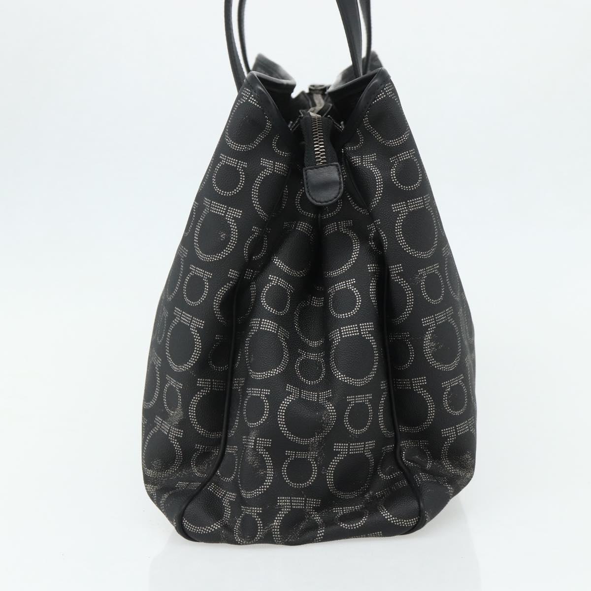 Salvatore Ferragamo Gancini Tote Bag Leather Black Silver Auth ka4260