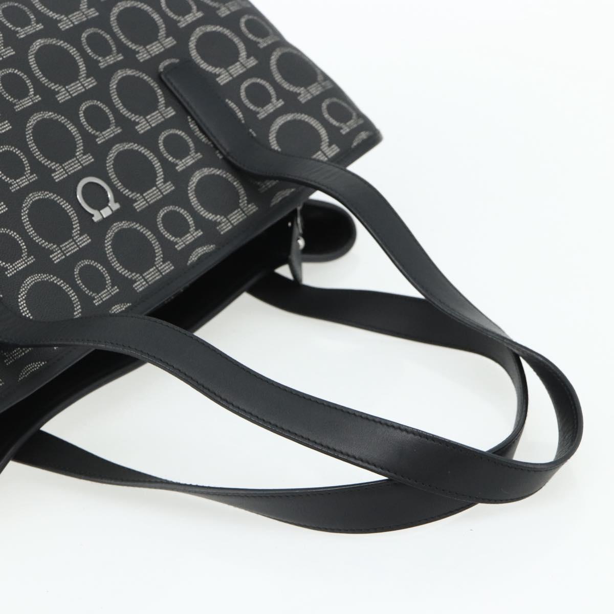 Salvatore Ferragamo Gancini Tote Bag Leather Black Silver Auth ka4260