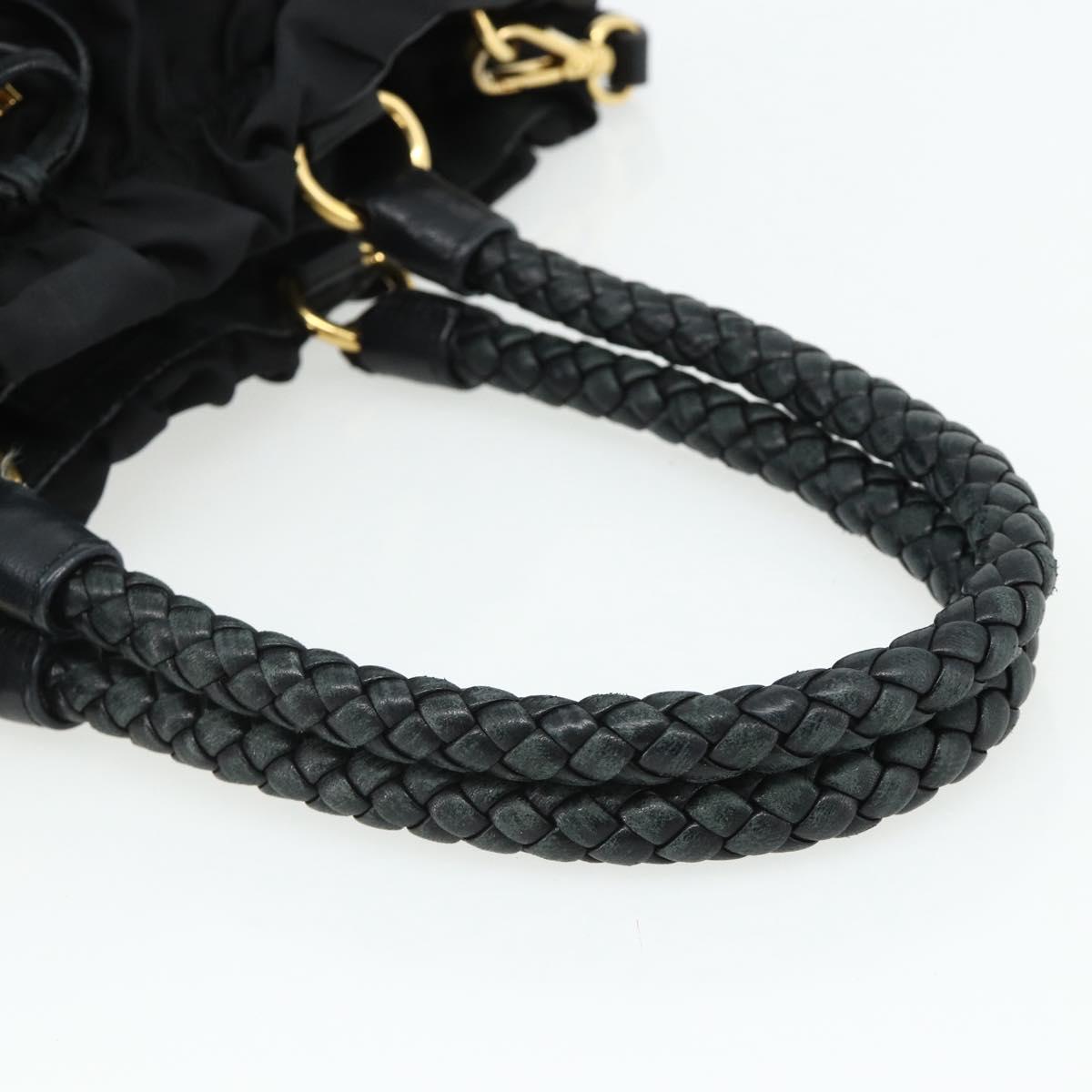 PRADA Hand Bag Nylon 2way Black Gold Auth ka4261