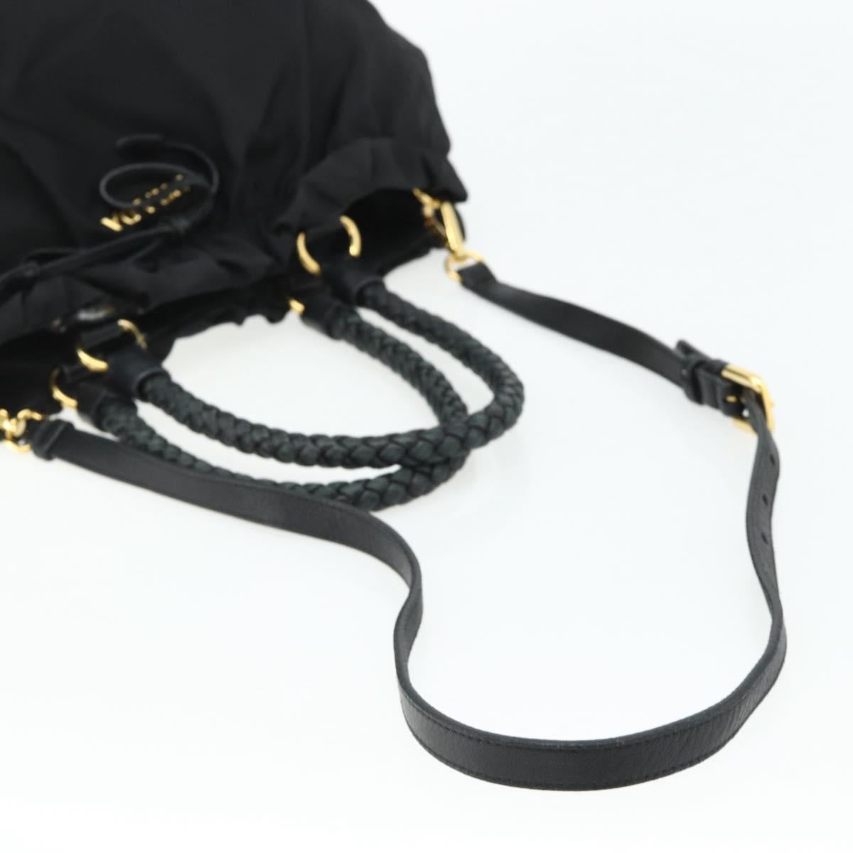 PRADA Hand Bag Nylon 2way Black Gold Auth ka4261