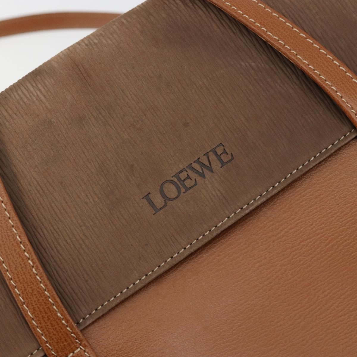 LOEWE Velazquez Shoulder Bag Leather Brown Gold Auth ka4263