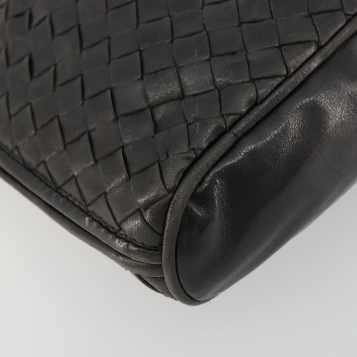 BOTTEGA VENETA INTRECCIATO Shoulder Bag Leather Black Auth ka4265A