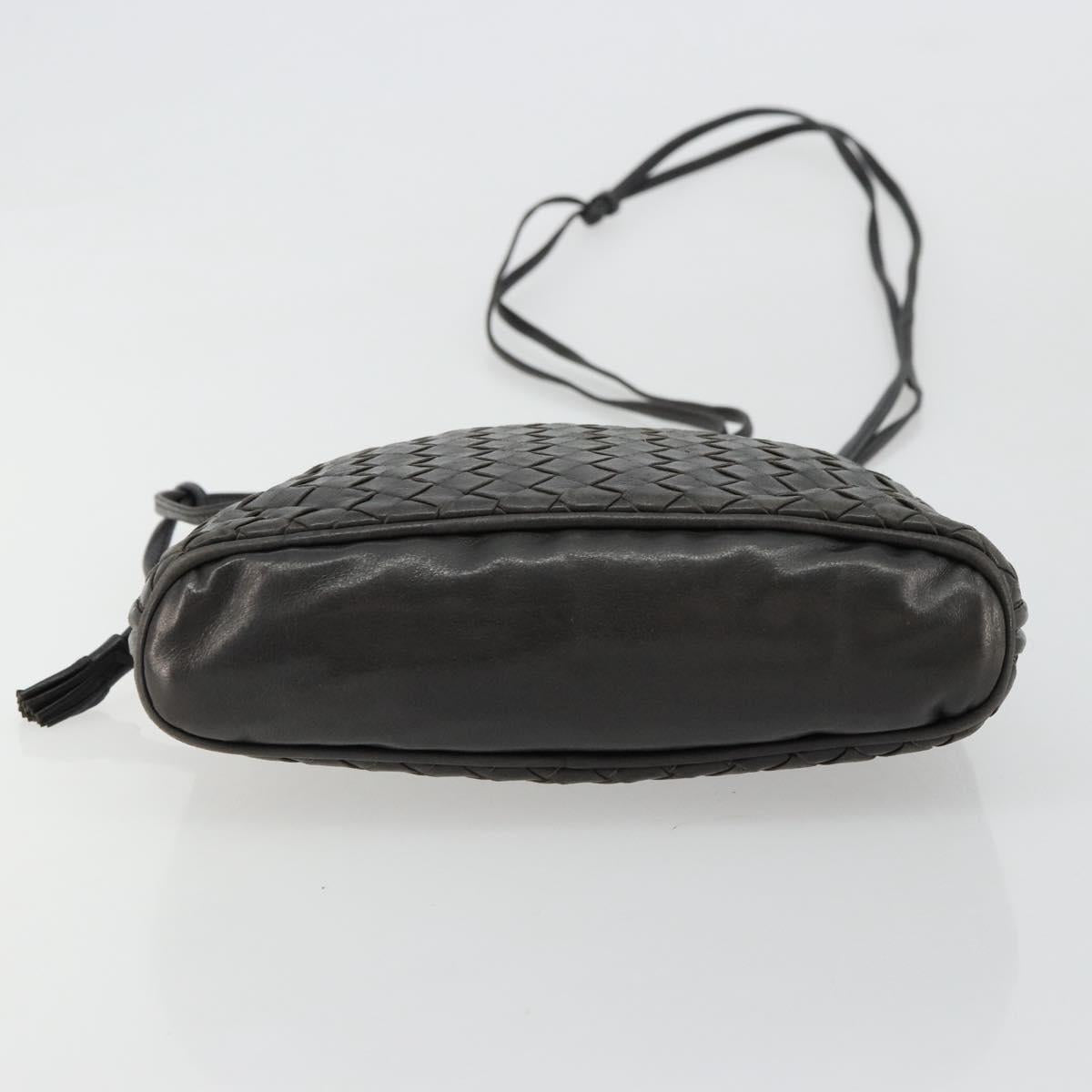 BOTTEGA VENETA INTRECCIATO Shoulder Bag Leather Black Auth ka4265A