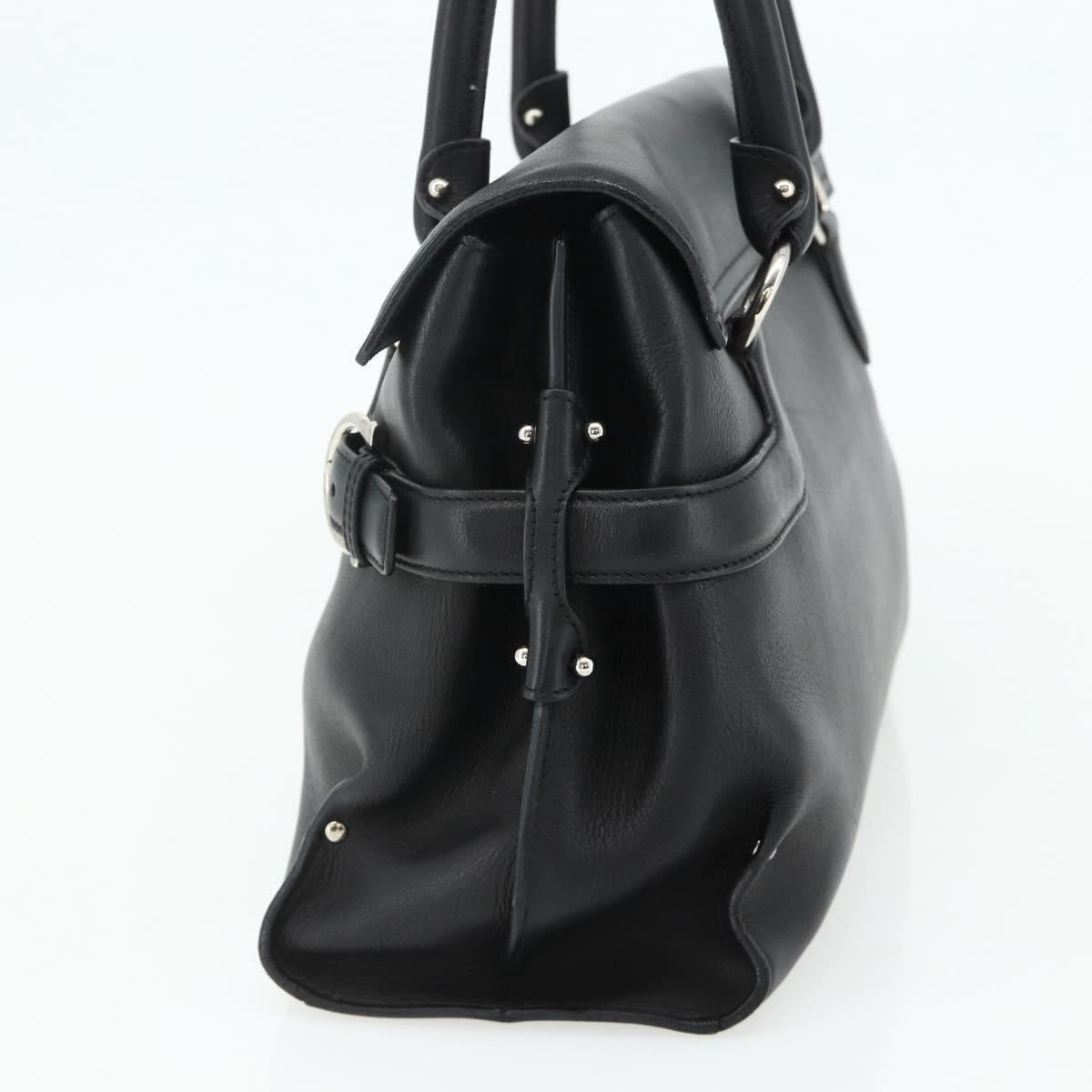 Salvatore Ferragamo Gancini Shoulder Bag Leather Black Silver Auth ka4272A