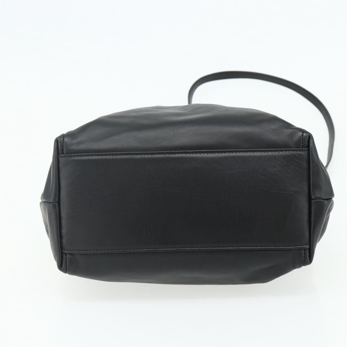 Salvatore Ferragamo Vala Hand Bag Leather 2way Black Gold Auth ka4273A