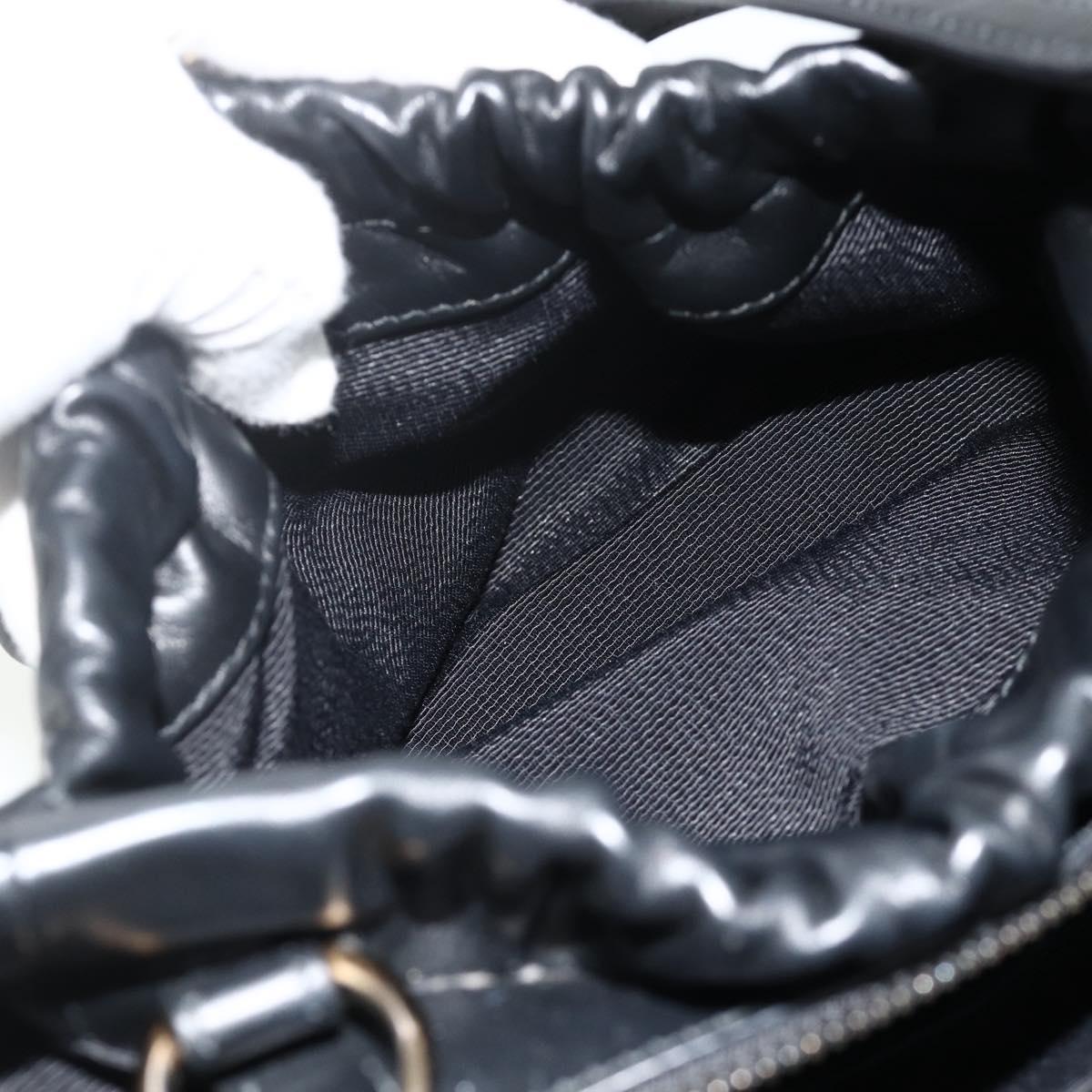Salvatore Ferragamo Vala Hand Bag Leather 2way Black Gold Auth ka4273A