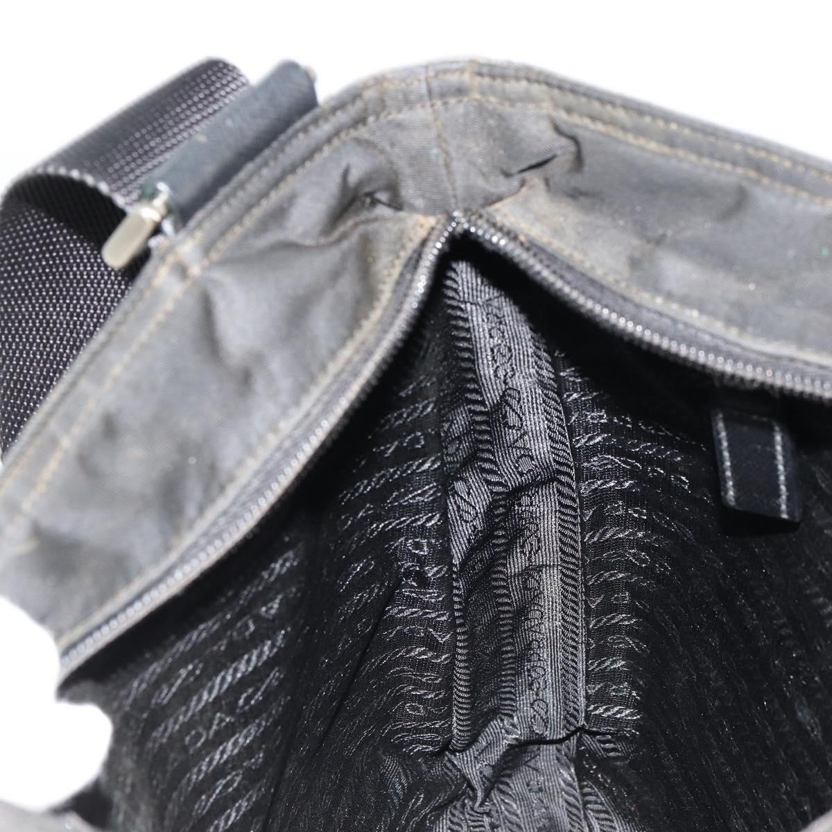 PRADA Shoulder Bag Nylon Black Silver Auth ka4274