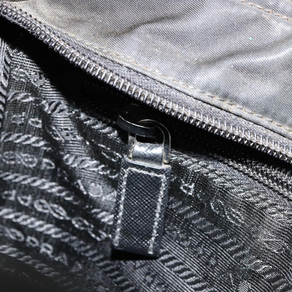 PRADA Shoulder Bag Nylon Black Silver Auth ka4274