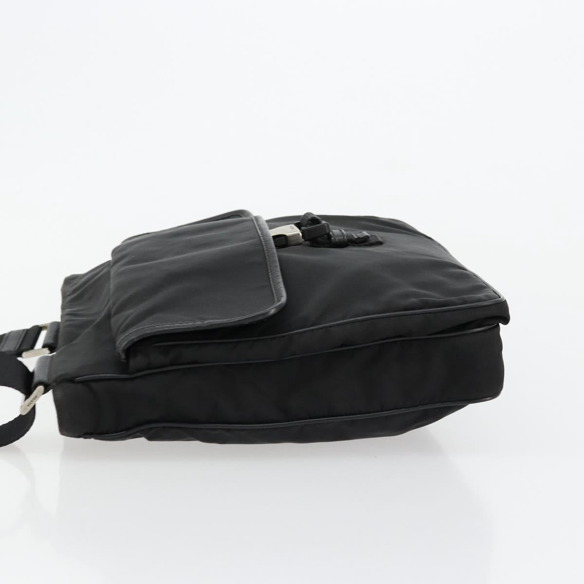 PRADA Shoulder Bag Nylon Black Silver Auth ka4274