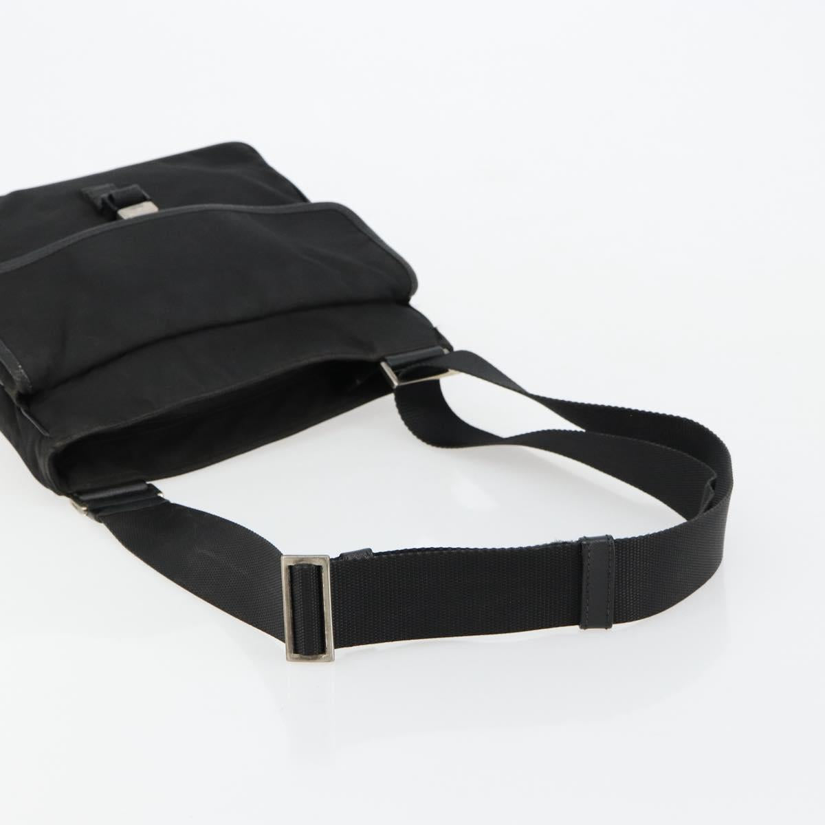 PRADA Shoulder Bag Nylon Black Silver Auth ka4274