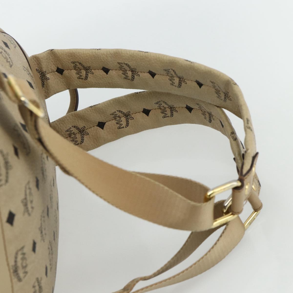 MCM Vicetos Logogram Backpack PVC Beige Gold Auth ka4282