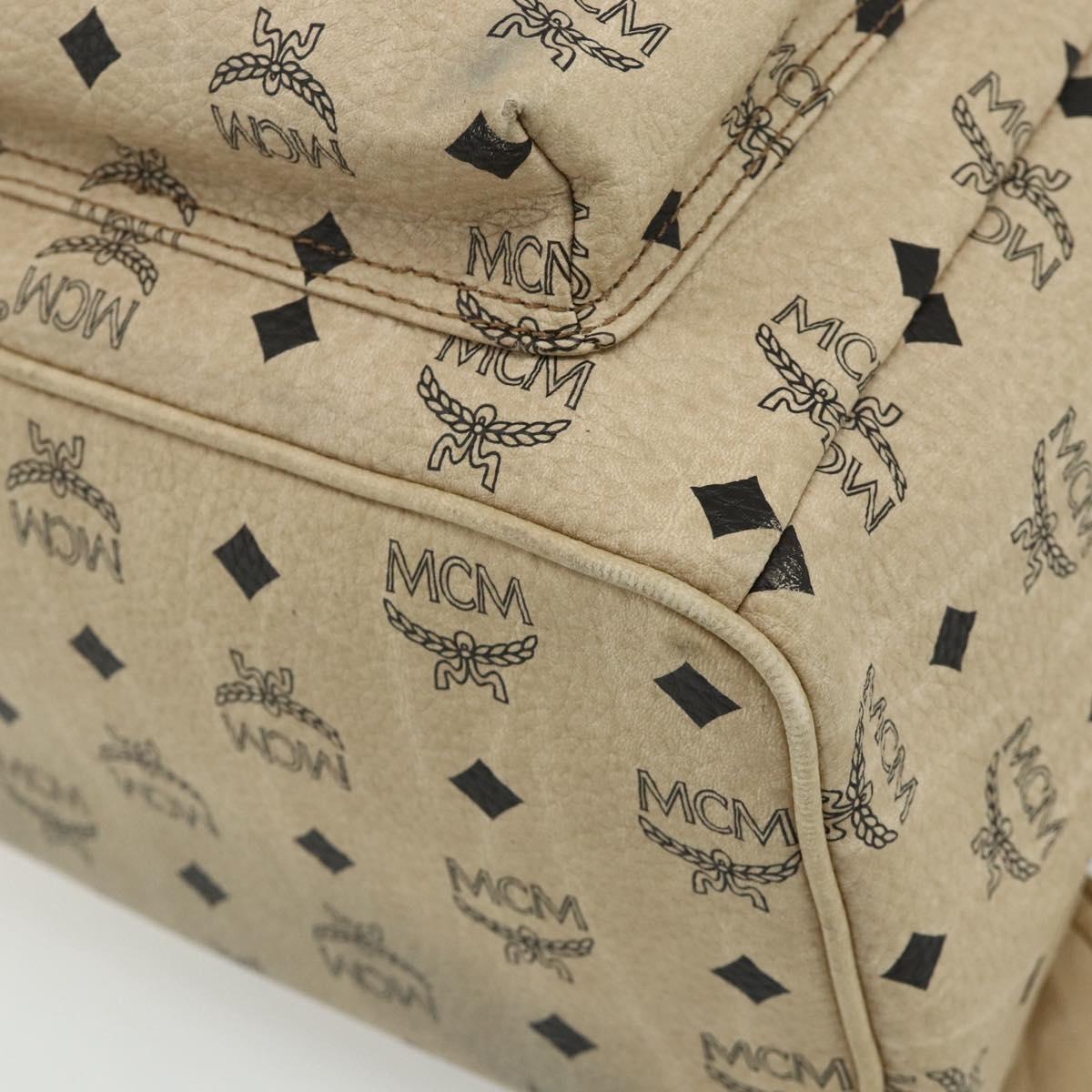 MCM Vicetos Logogram Backpack PVC Beige Gold Auth ka4282