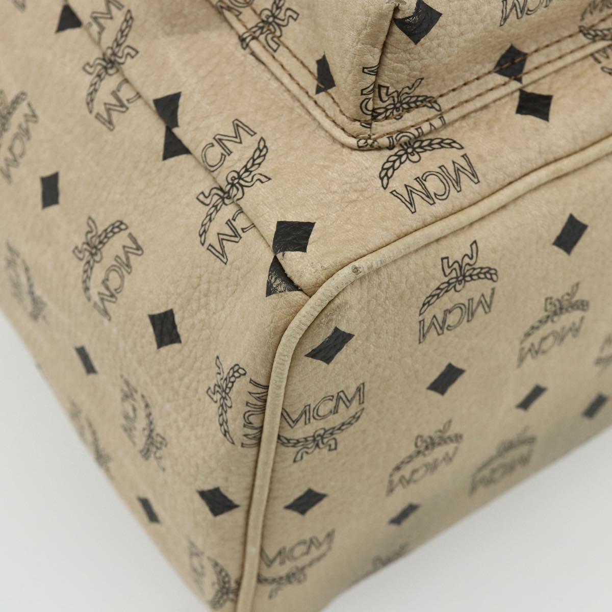 MCM Vicetos Logogram Backpack PVC Beige Gold Auth ka4282