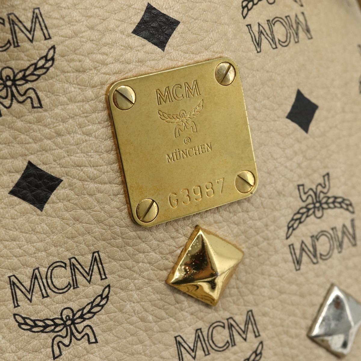MCM Vicetos Logogram Backpack PVC Beige Gold Auth ka4282