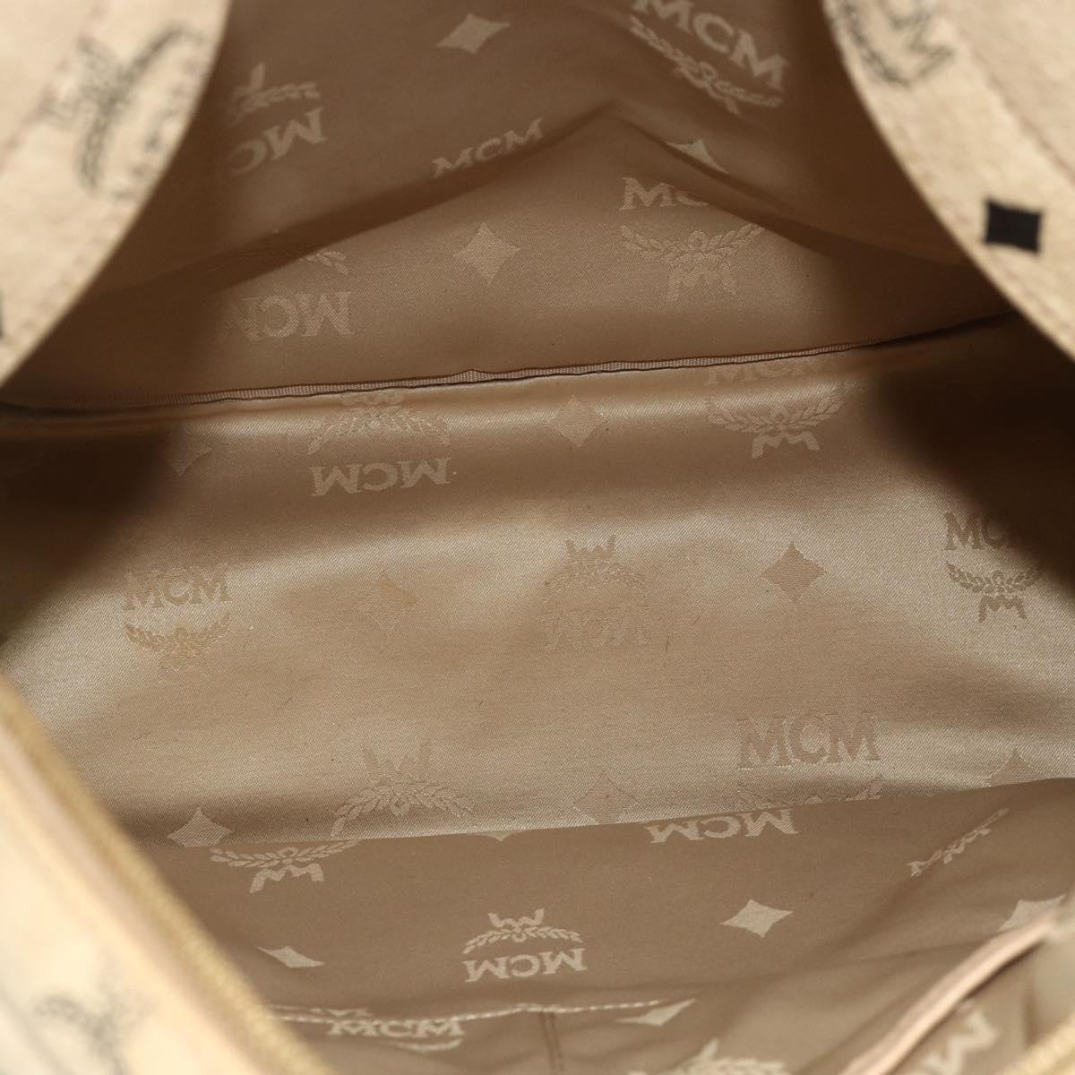 MCM Vicetos Logogram Backpack PVC Beige Gold Auth ka4282