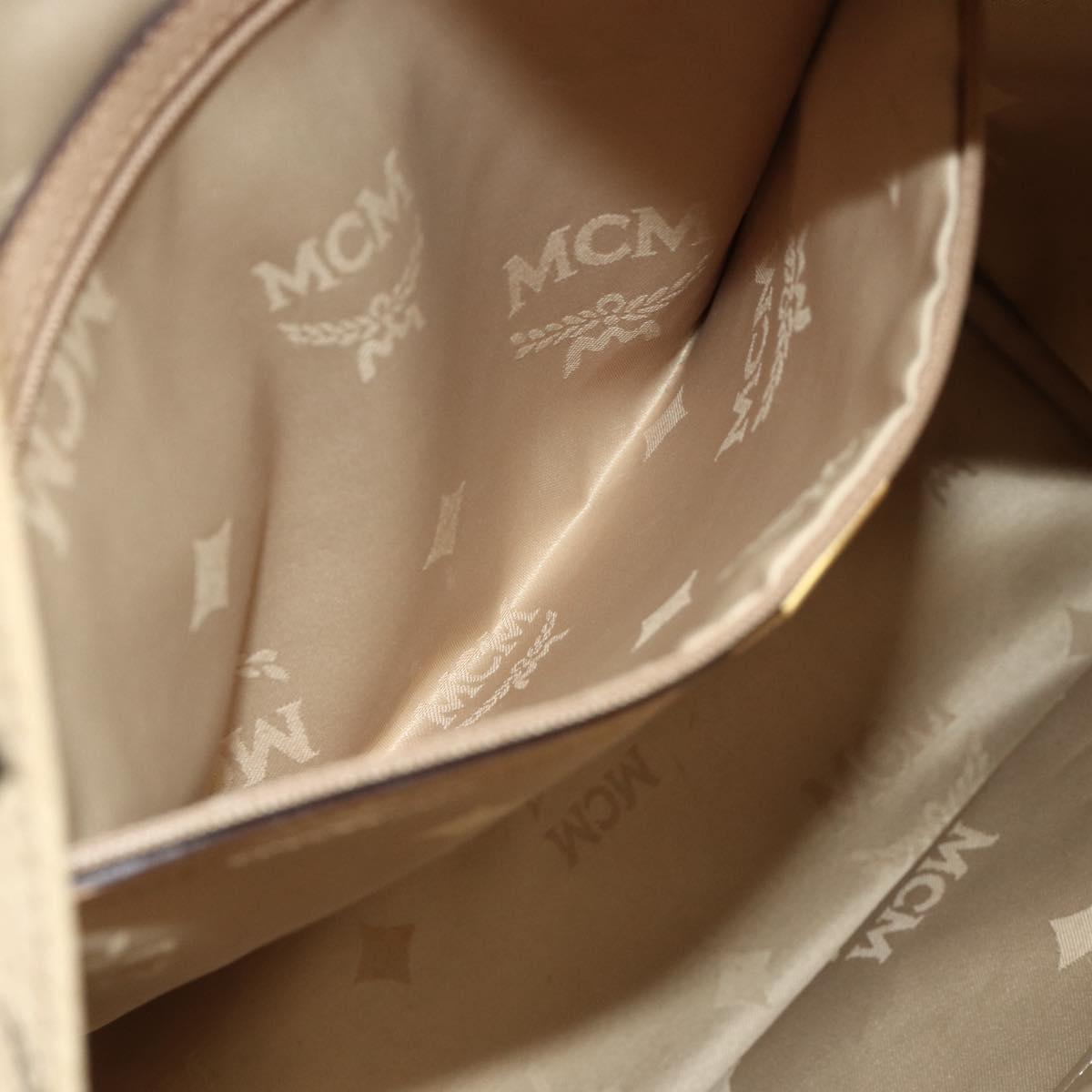 MCM Vicetos Logogram Backpack PVC Beige Gold Auth ka4282