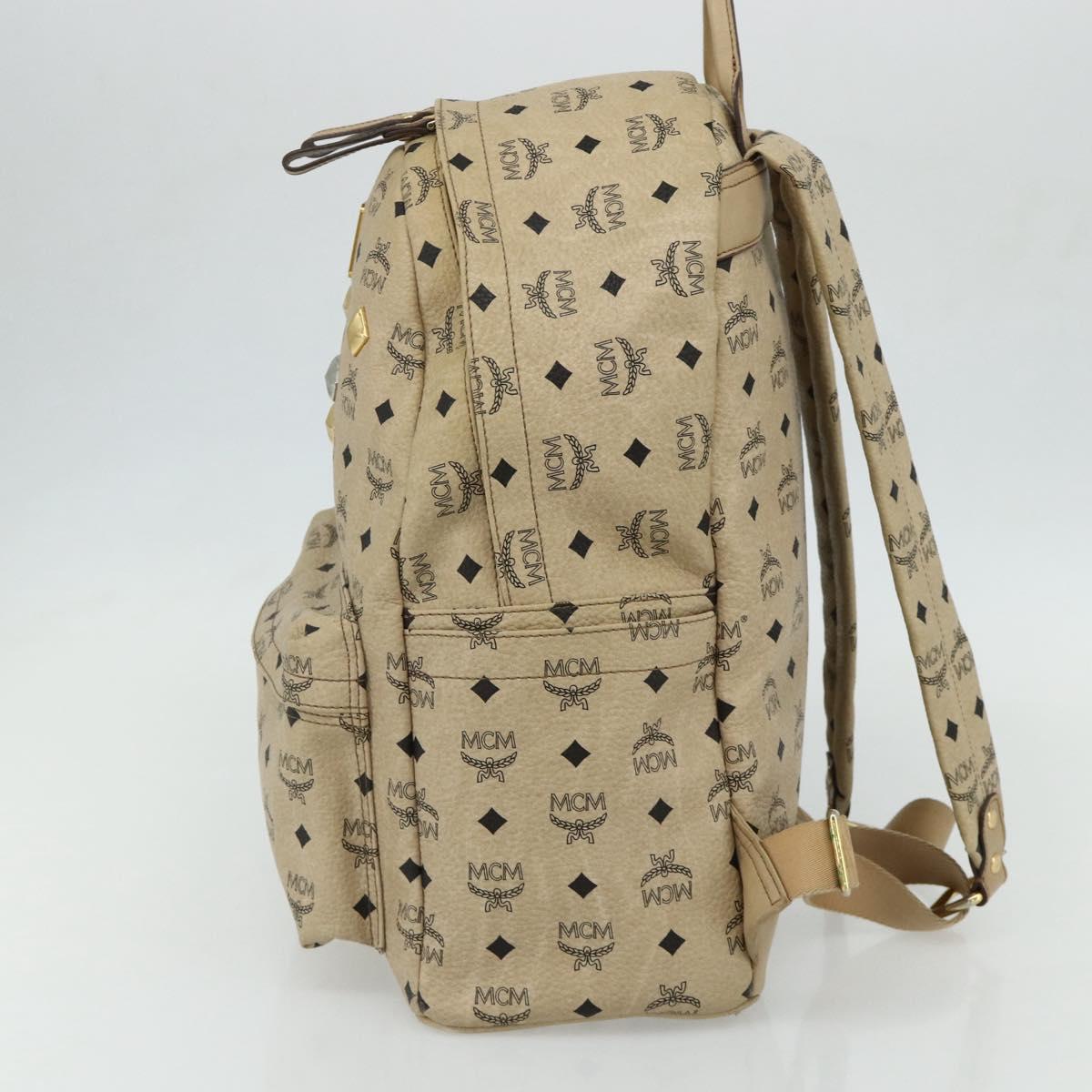MCM Vicetos Logogram Backpack PVC Beige Gold Auth ka4282