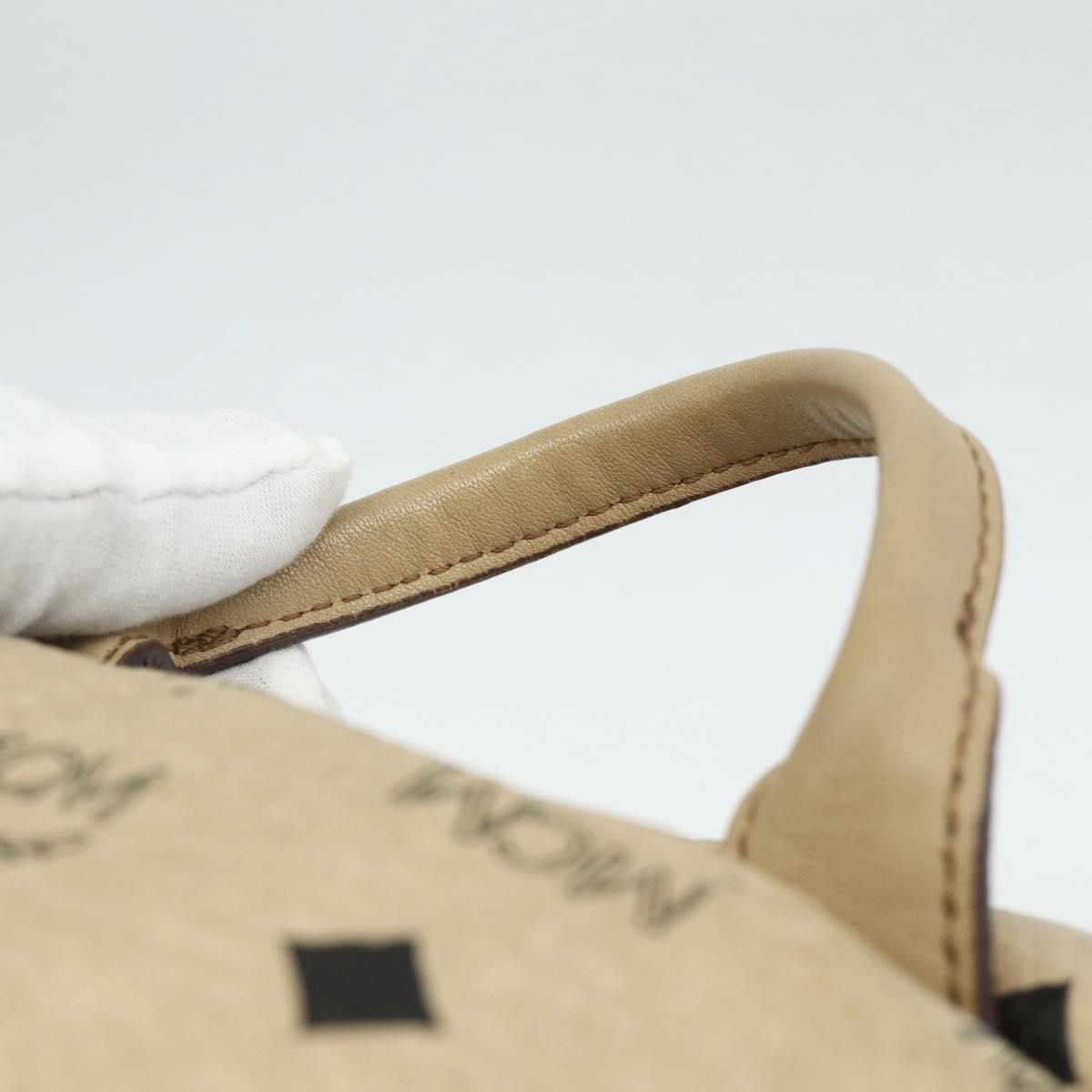 MCM Vicetos Logogram Backpack PVC Beige Gold Auth ka4282
