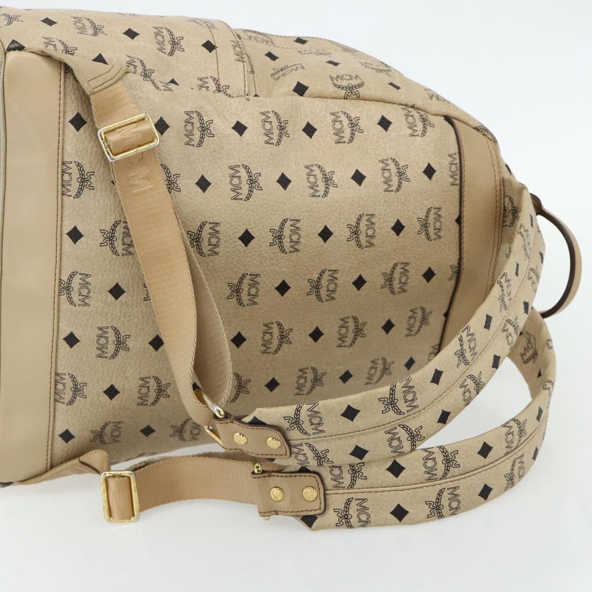 MCM Vicetos Logogram Backpack PVC Beige Gold Auth ka4282
